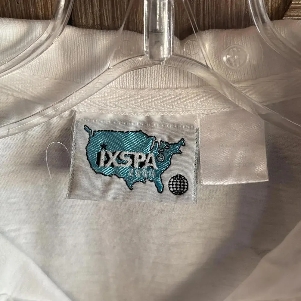 IXSPA Womens White Short Sleeve Polo Shirt Size S Activewear 90s